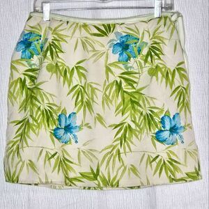 Tommy Bahama18 Golf Creamy Silk Blue Green Tropical Floral Print Stretch Skort